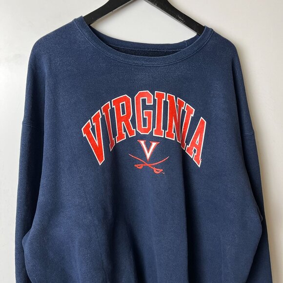 Vintage Y2K University of Virginia Navy Blue Crewneck Sweatshirt Classic - Picture 10 of 13
